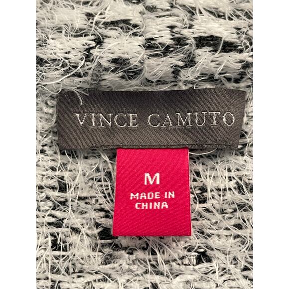 Vince Camuto black and white houndstooth eyelash cardigan Med. - Picture 3 of 8